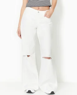 Jean Baggy Destroy Taille Regular - Blanc