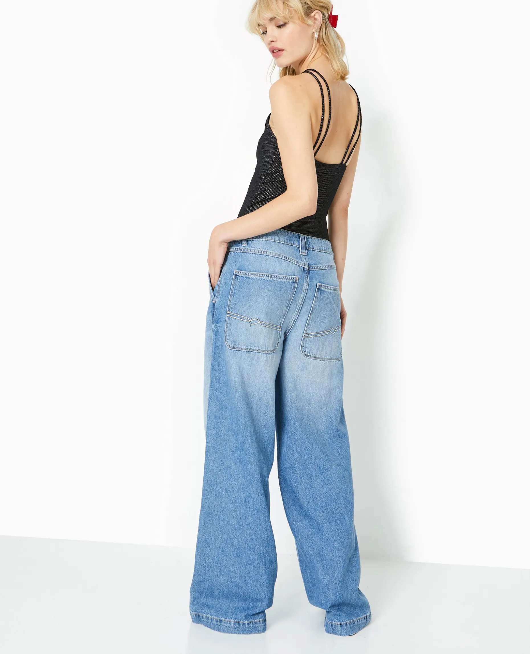 Jean Baggy Taille Regular - Bleu