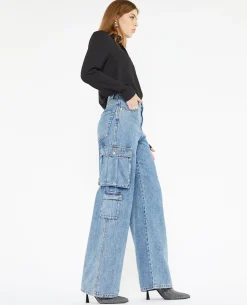 Jean Cargo Large - Bleu