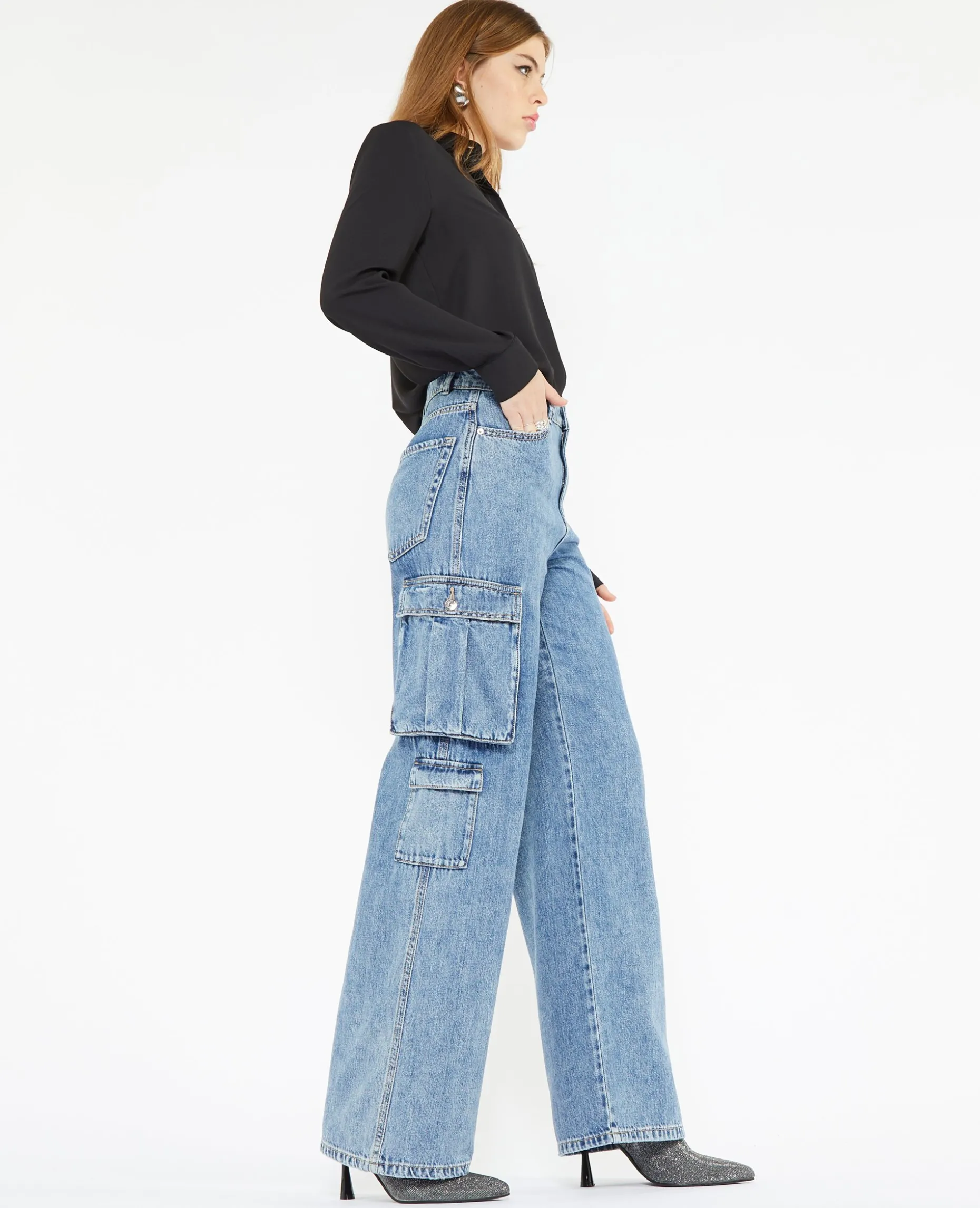 Jean Cargo Large - Bleu