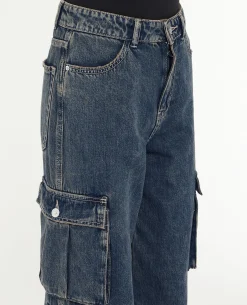Jean Cargo Large Effet Dirty - Jaune