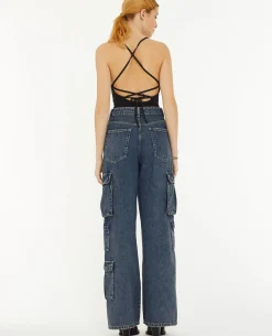 Jean Cargo Large Effet Dirty - Jaune