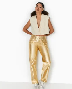 Jean Droit Doré Taille Haute - Doré