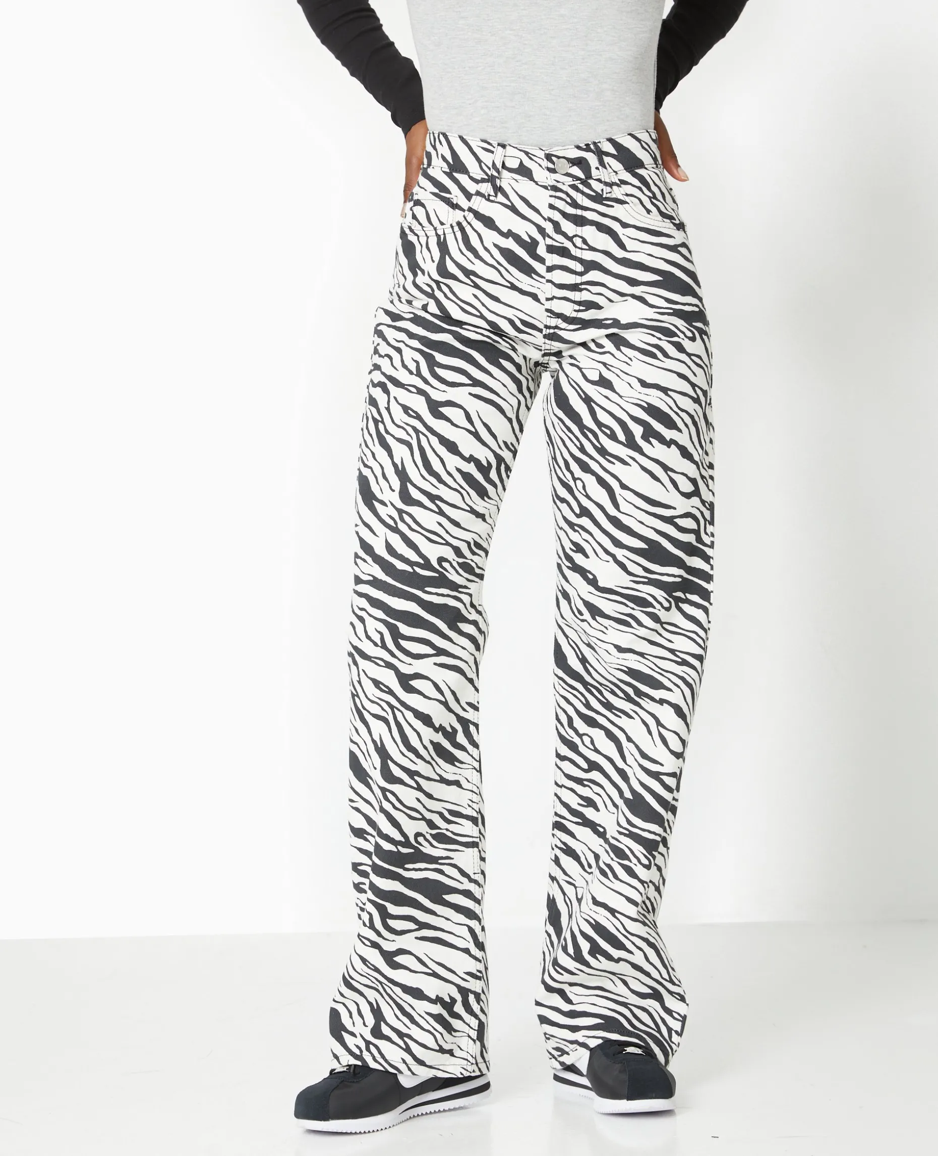 Jean Droit Motif Zè;bre - Noir