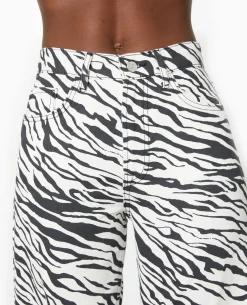 Jean Droit Motif Zè;bre - Noir