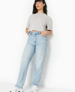 Jean Droit Taille Haute - Bleu Clair