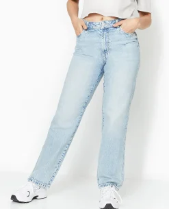 Jean Droit Taille Haute - Bleu Clair