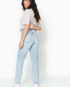 Jean Droit Taille Haute - Bleu Clair