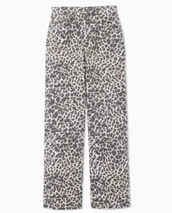 Jean Droit Taille Haute Motif Léopard - Taupe