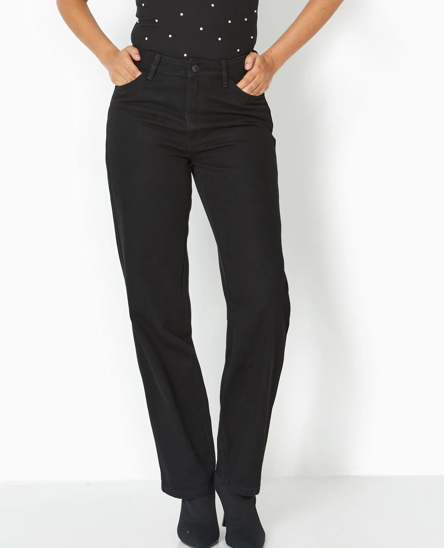 Jean Droit Taille Regular - Noir