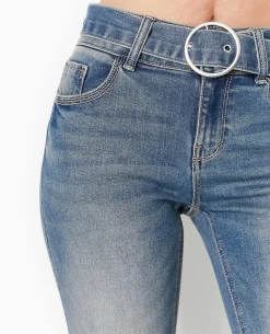 Jean Flare Taille Basse Avec Ceinture - Bleu