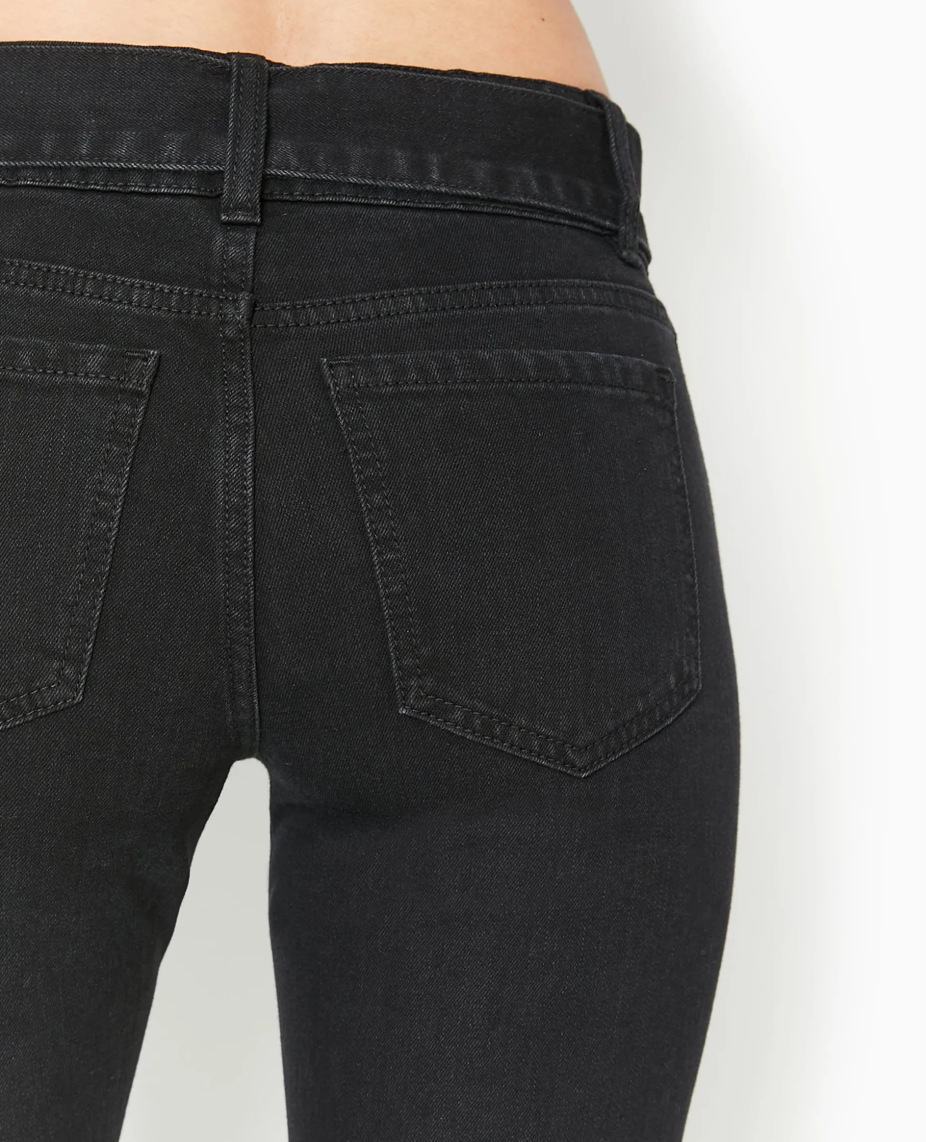 Jean Flare Taille Basse Avec Ceinture - Noir