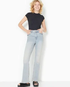 Jean Flare Taille Haute - Rose Clair