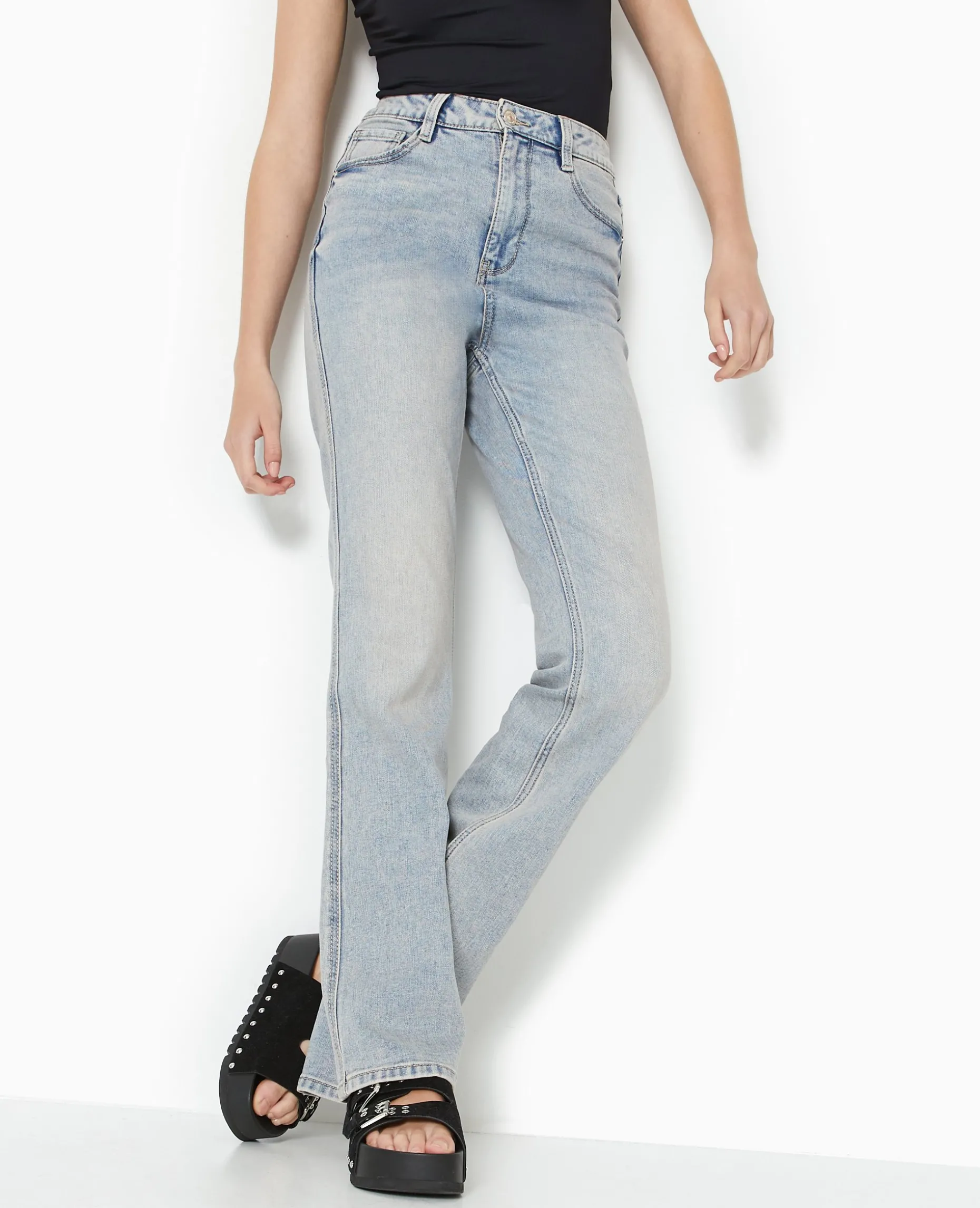 Jean Flare Taille Haute - Rose Clair