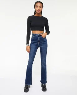 Jean Flare Taille Haute - Bleu Foncé