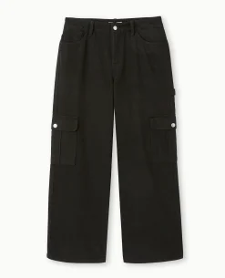 Jean Large Cargo Taille Basse - Noir