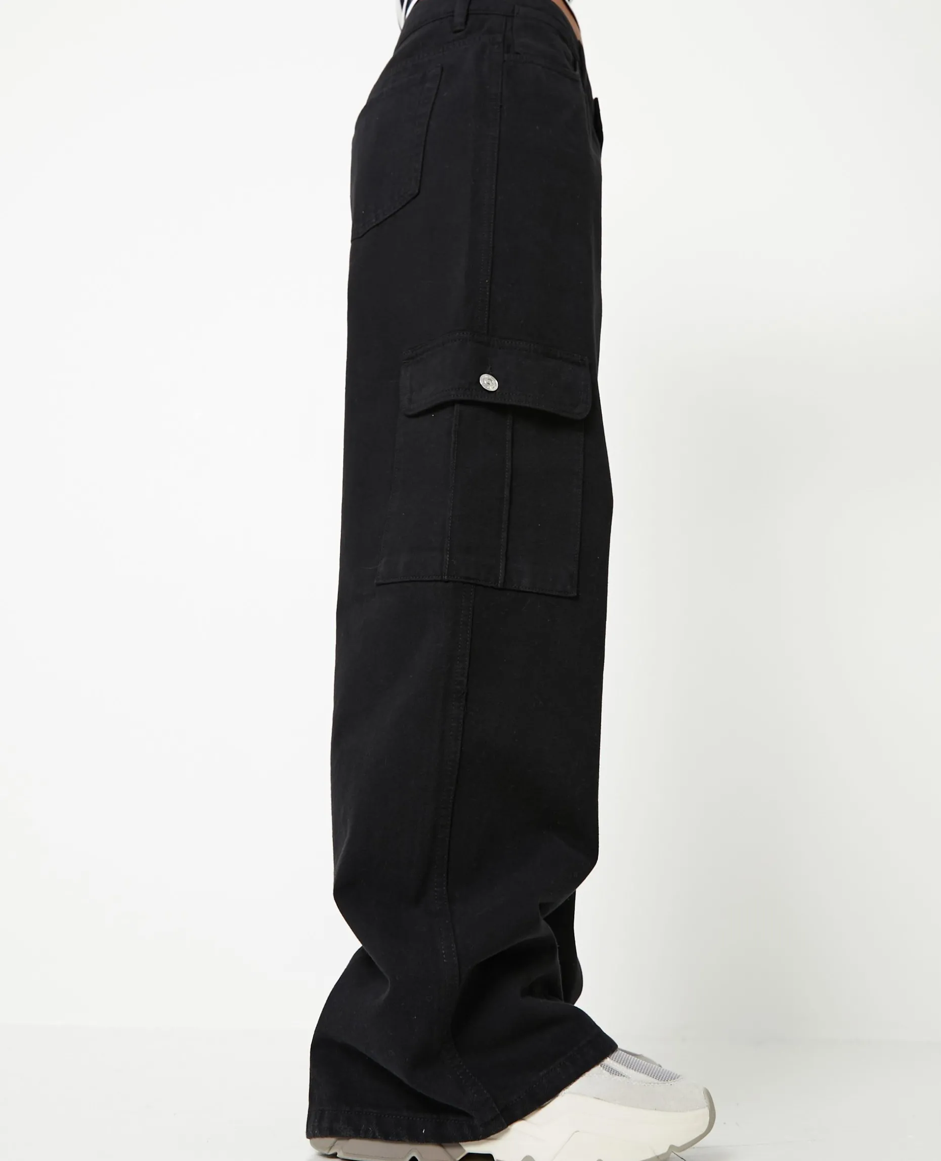 Jean Large Cargo Taille Basse - Noir
