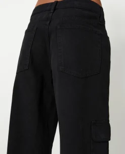 Jean Large Cargo Taille Basse - Noir