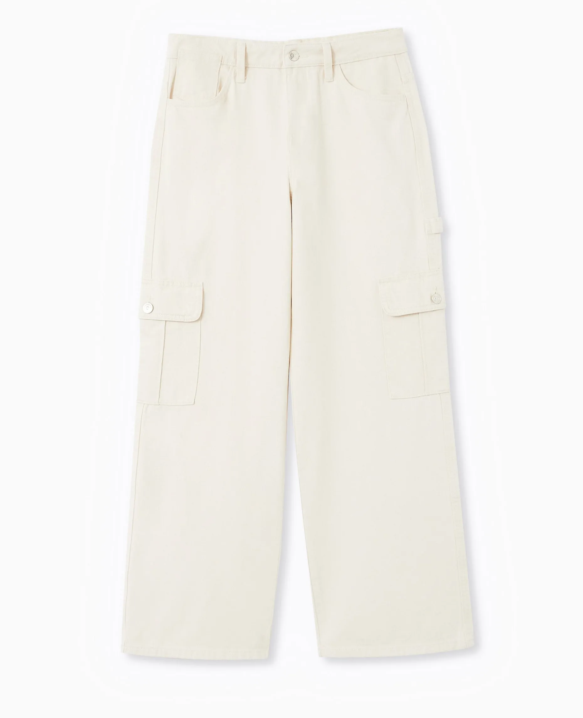 Jean Large Cargo Taille Basse - Beige
