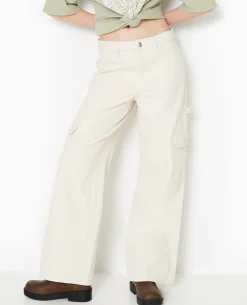 Jean Large Cargo Taille Basse - Beige