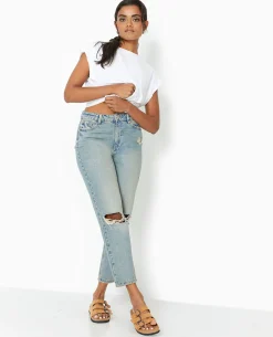 Jean Mom Taille Haute Destroy - Vert Kaki
