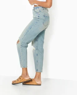 Jean Mom Taille Haute Destroy - Vert Kaki
