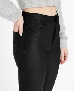 Jean Skinny Enduit Effet Cuir - Noir