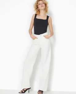 Jean Wide Extra Long Taille Haute - Blanc