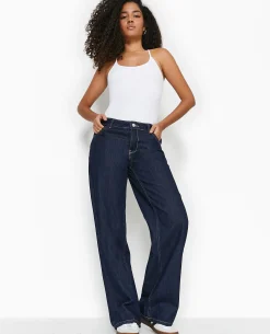 Jean Wide Taille Basse - Bleu