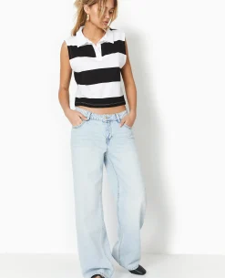 Jean Wide Taille Basse - Bleu Clair