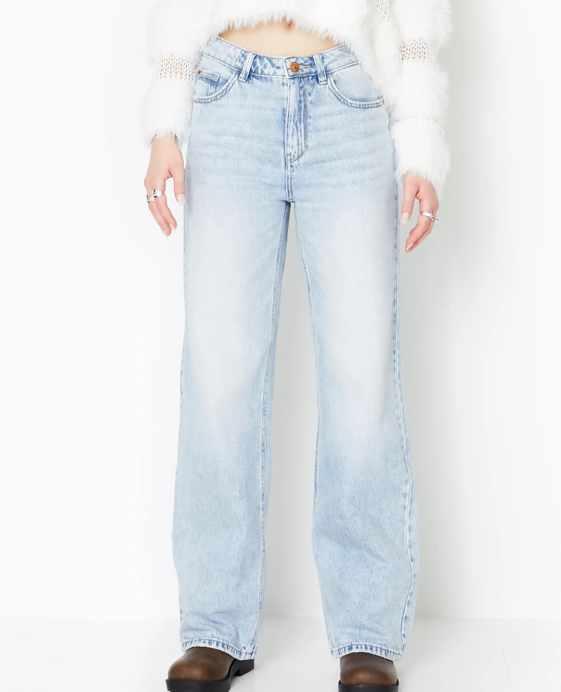 Jean Wide Taille Haute - Bleu Clair