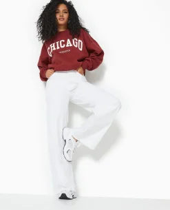 Jean Wide Taille Haute Bas Coupés - Blanc