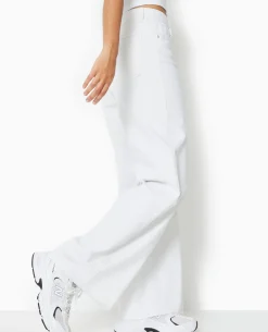 Jean Wide Taille Haute Bas Coupés - Blanc