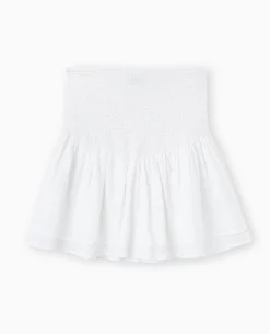 Jupe Courte Avec Ceinture Smockée - Blanc