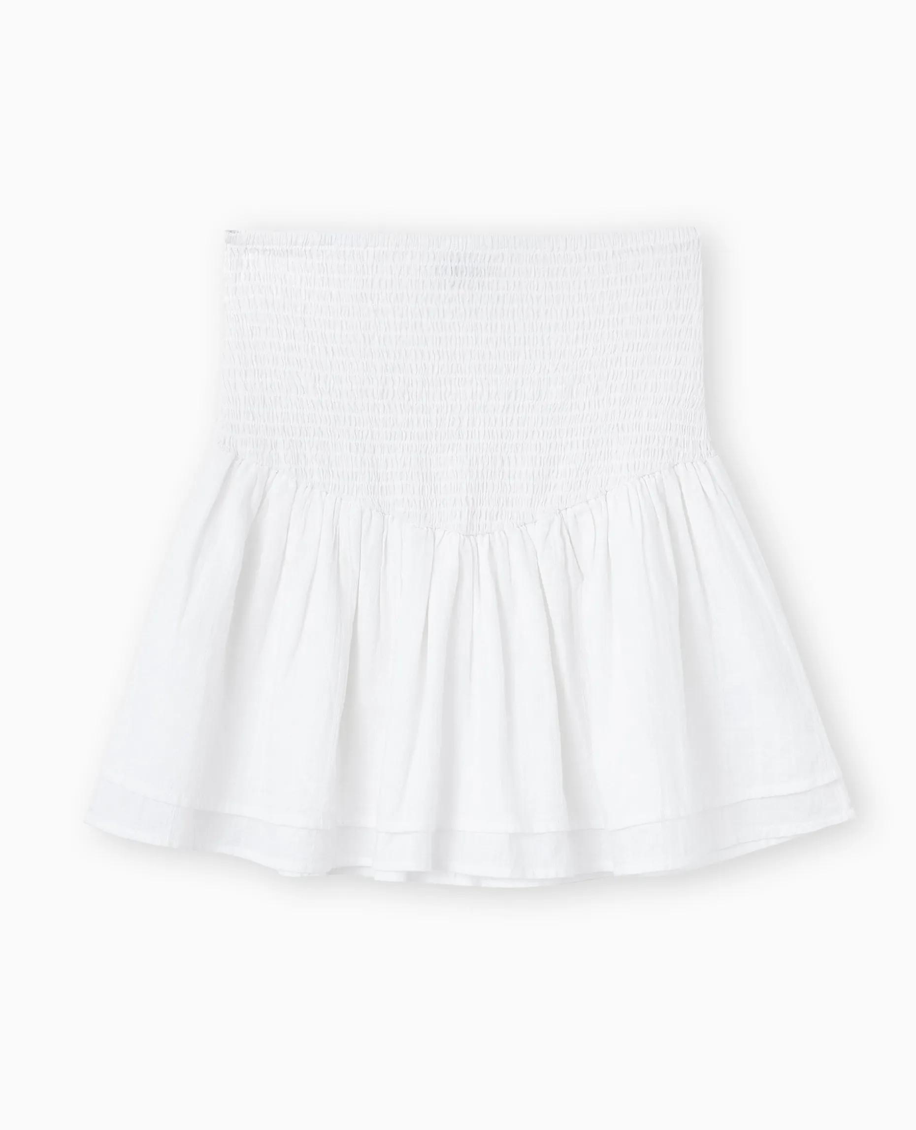 Jupe Courte Avec Ceinture Smockée - Blanc