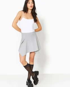 Jupe Courte Avec Pans Asymétriques - Gris Clair