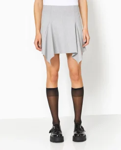 Jupe Courte Avec Pans Asymétriques - Gris Clair