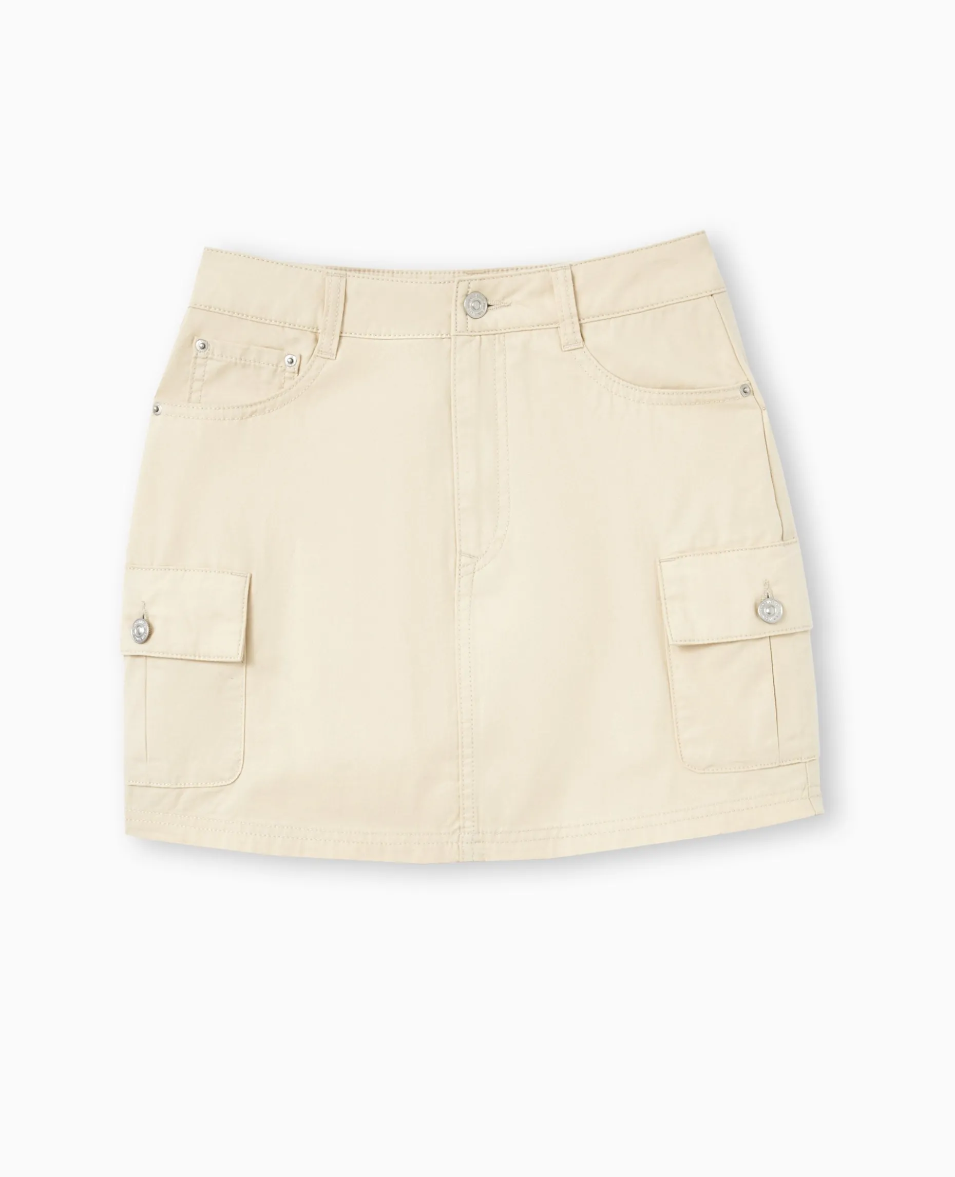 Jupe Courte Avec Poches Plaquées - Beige