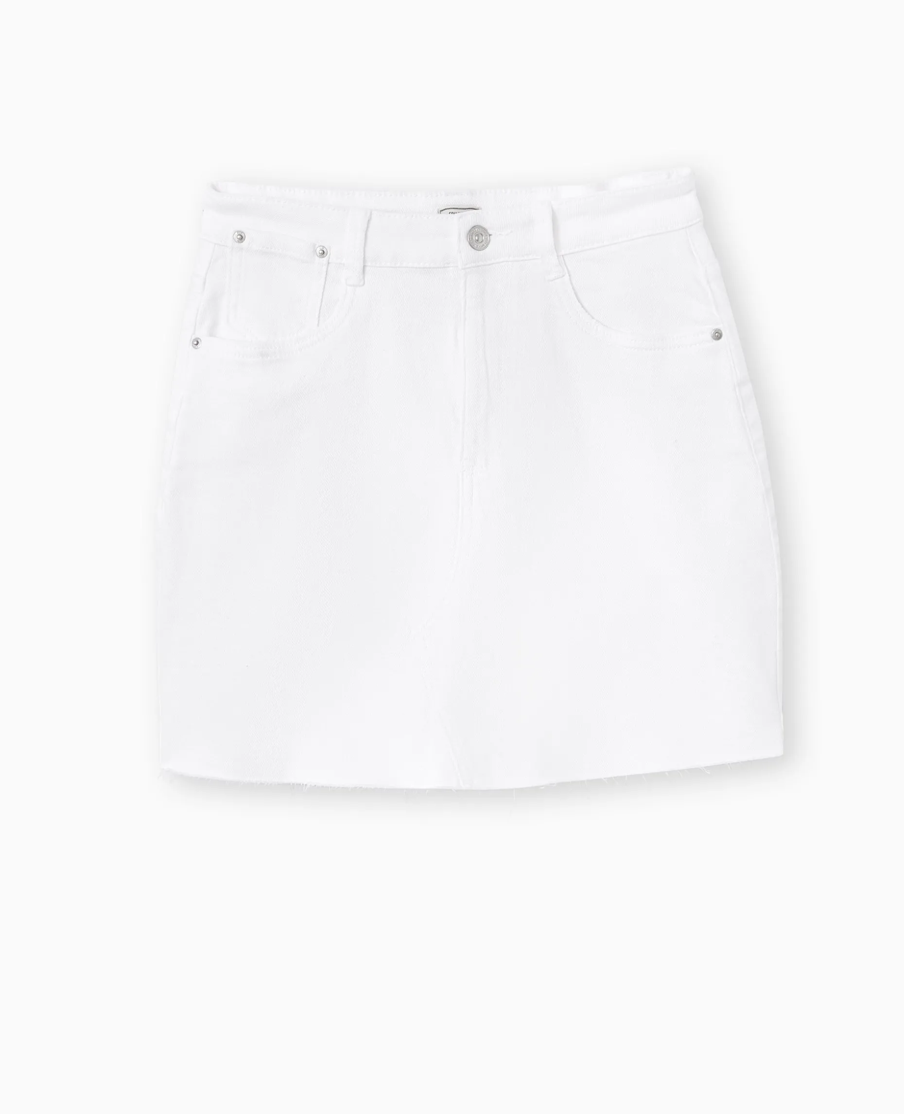 Jupe Courte En Jean Avec Bas Coupé - Blanc