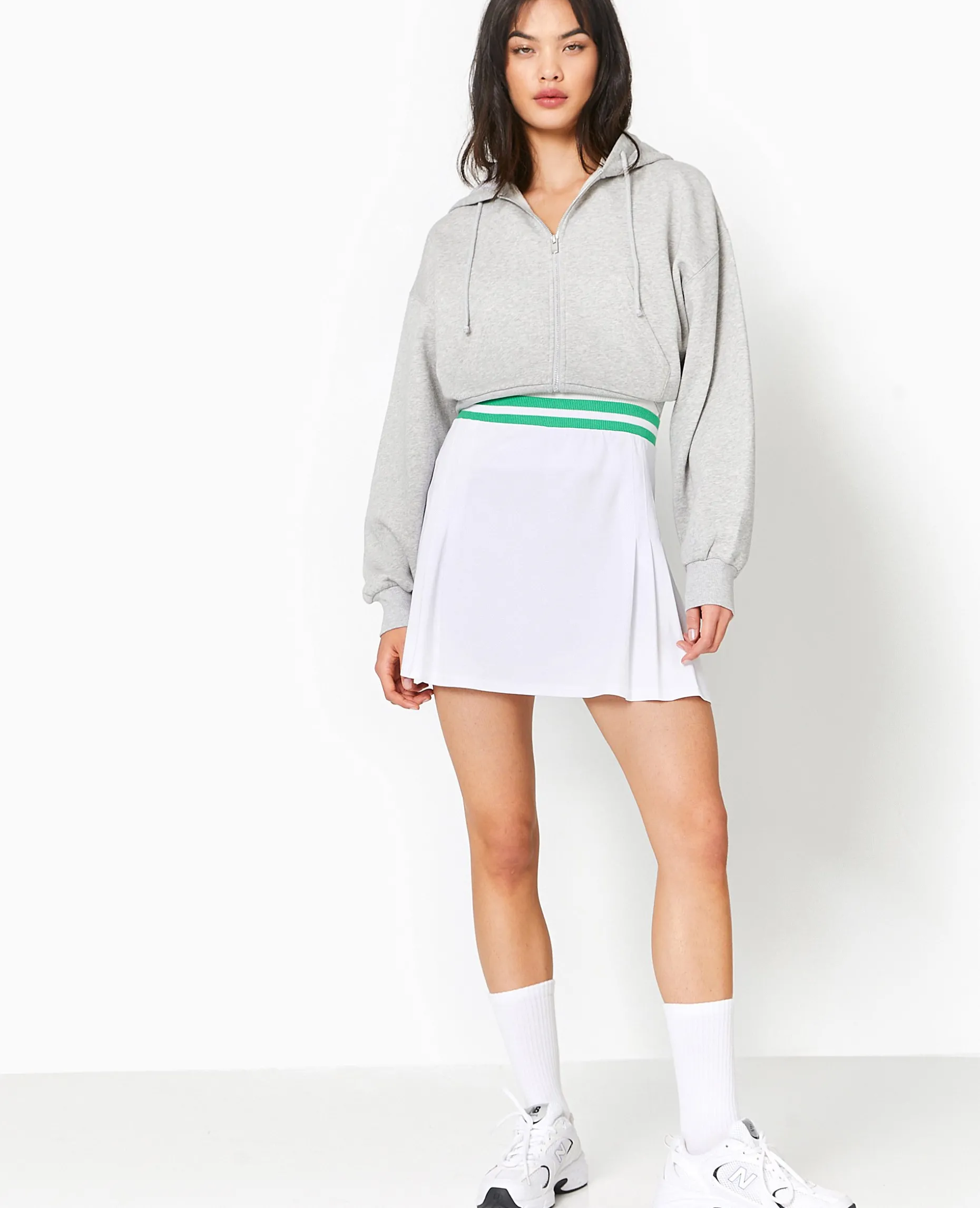 Jupe Courte En Maille Piquée Esprit Tennis - Blanc