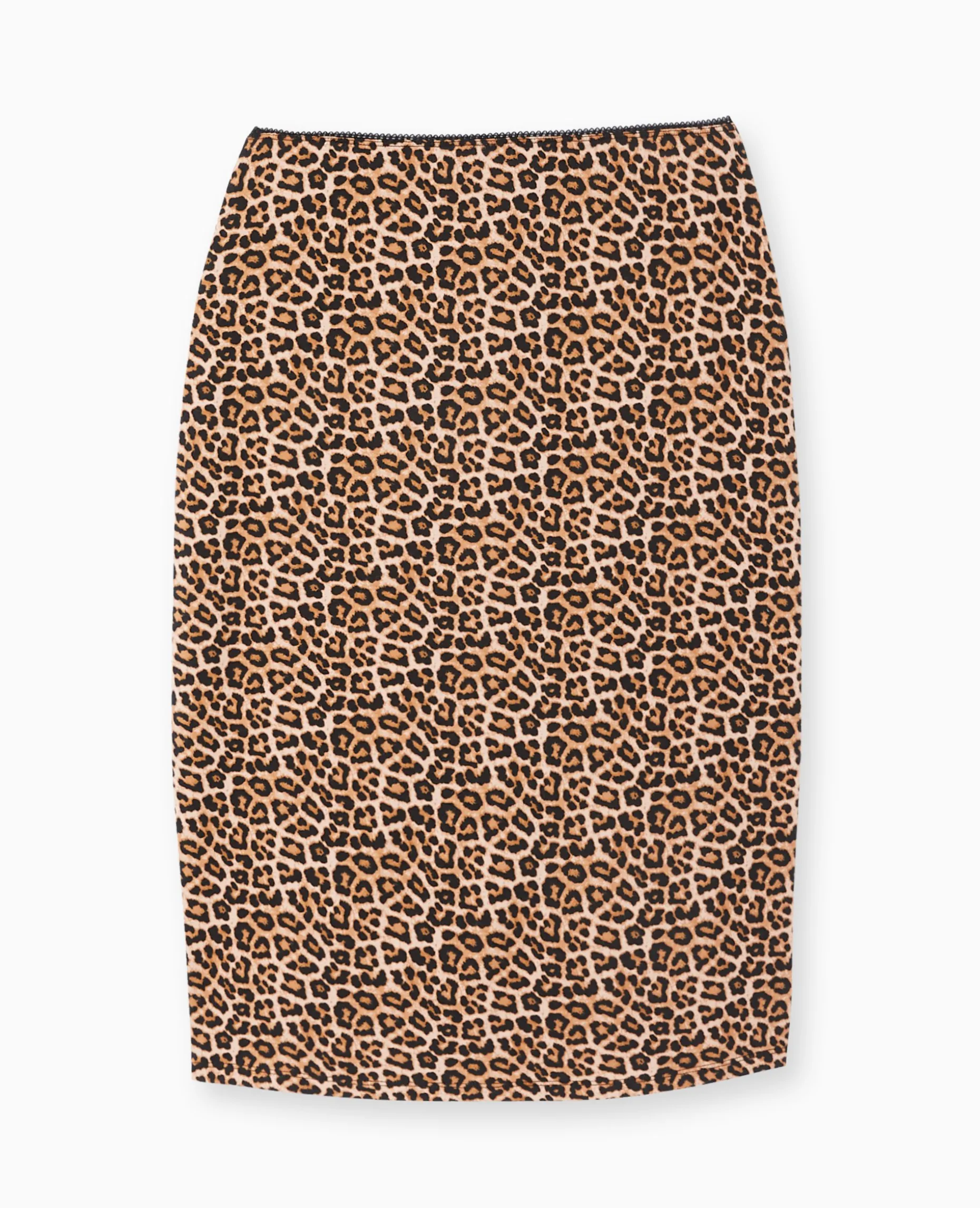 Jupe En Jersey Longueur Genoux Motif Léopard - Marron