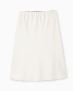Jupe En Satin Longueur Genoux - Blanc
