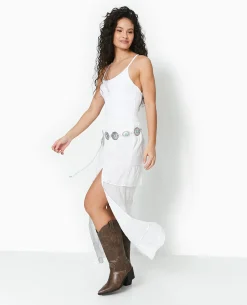Jupe Longue Avec Volants Et Broderie Anglaise - Blanc