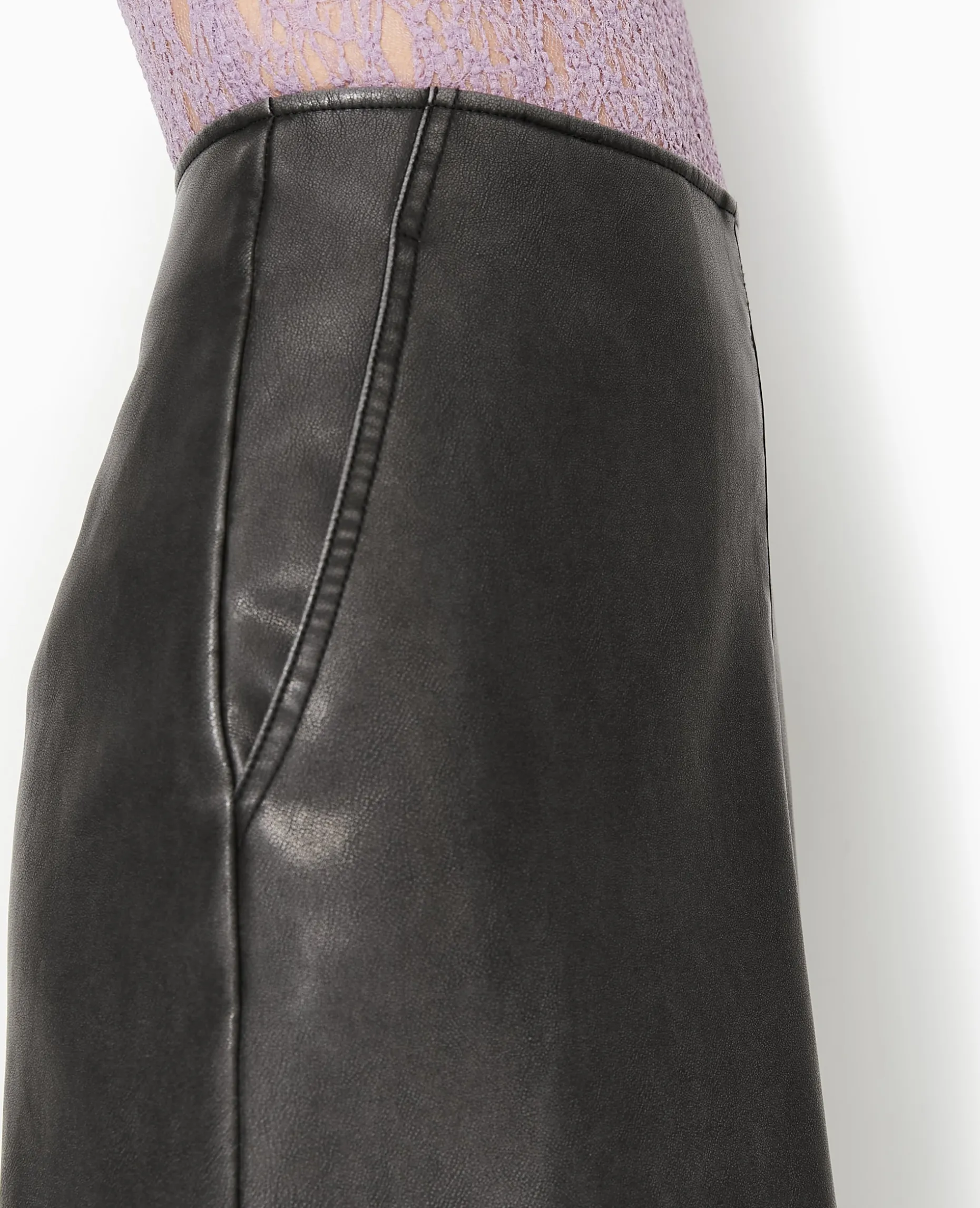 Jupe Longue En Faux Cuir Used - Gris Foncé