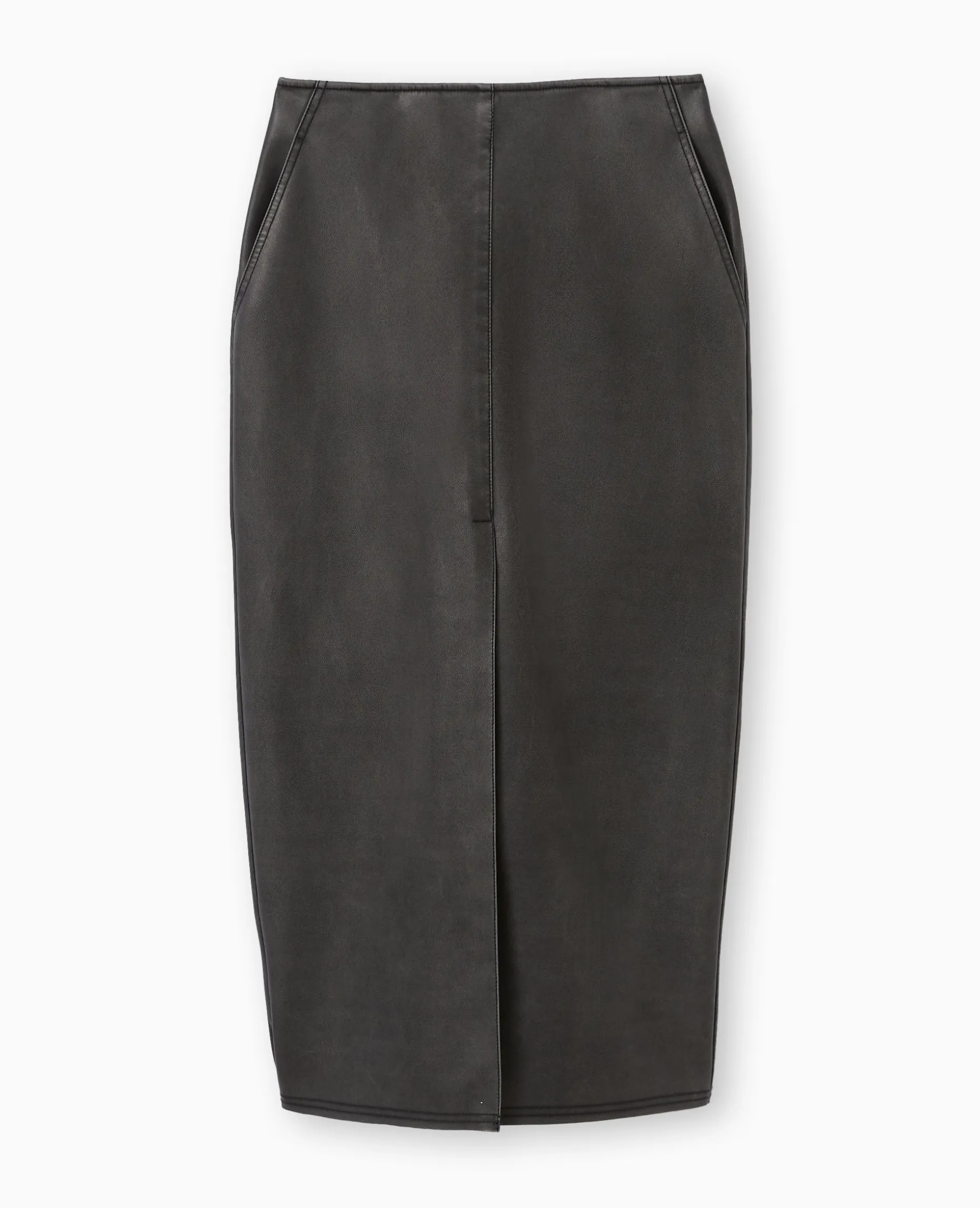 Jupe Longue En Faux Cuir Used - Gris Foncé