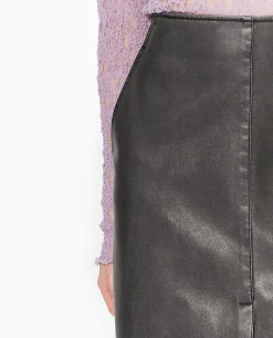 Jupe Longue En Faux Cuir Used - Gris Foncé