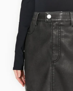 Jupe Longue En Faux Cuir Used Avec Poches - Gris Foncé