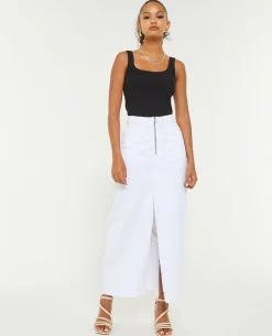 Jupe Longue En Jean - Blanc