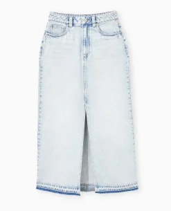 Jupe Longue En Jean - Bleu Clair