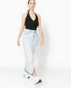 Jupe Longue En Jean - Bleu Clair
